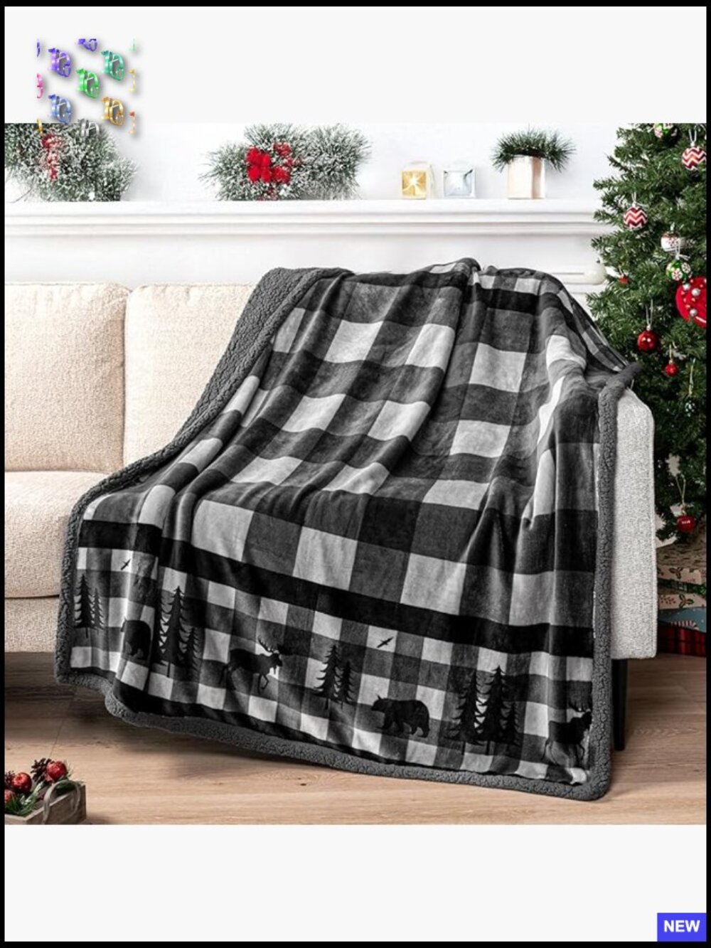 Sherpa Throw Blanket 50x60 Double Sided Cozy Plush Fleece Rustic Cabin Decor